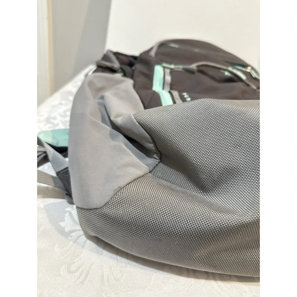The North Face Surge Flexuent Laptop Backpack Light Gray Teal Outdoor Hiking